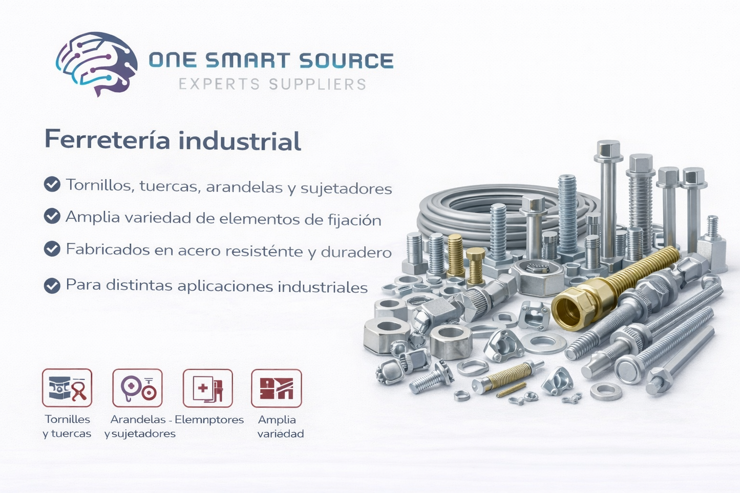 Ferretería industrial (tornillos, tuercas, sujetadores)