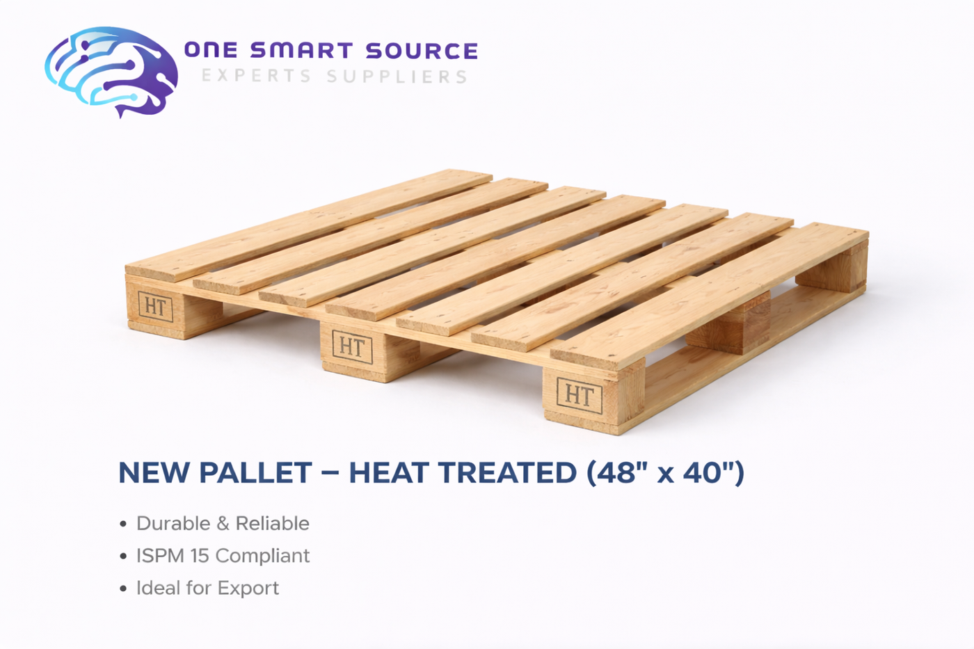 Reusable Pallet – Heat Treated 48.0 in x 40.0 in | 67.5 lbs | 7/5 | Used wood, heat-treated