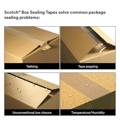 3M- Scotch Box Sealing Tape 375 Clear, 72 mm x 50 m, 6 per inner 24 per case Bulk