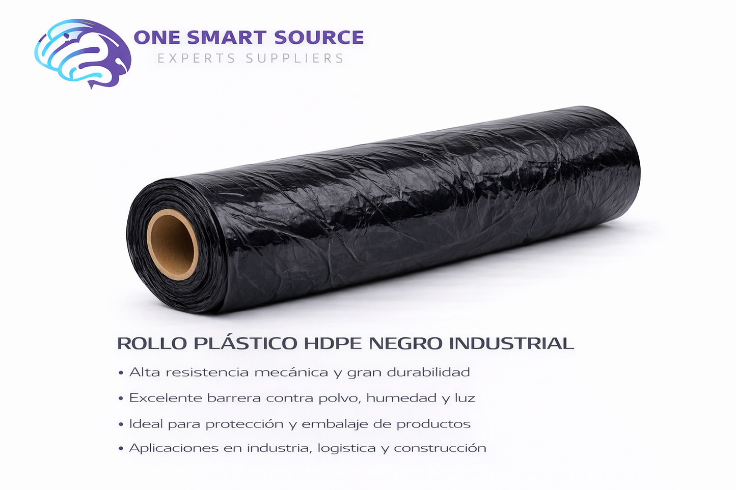 Rollo plástico HDPE negro industrial
