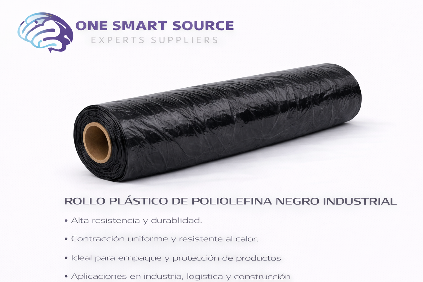 Rollo plástico de poliolefina negro industrial