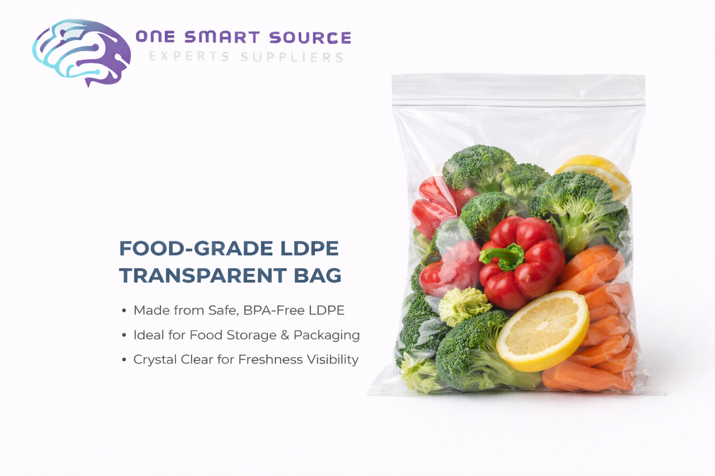 Bolsa grado alimenticio LDPE transparente