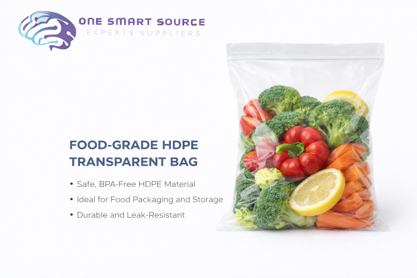 Bolsa grado alimenticio HDPE transparente