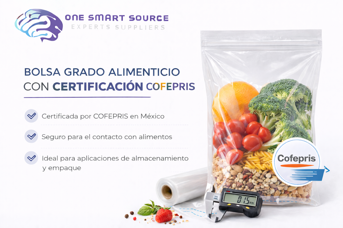 Bolsa grado alimenticio con certificación COFEPRIS