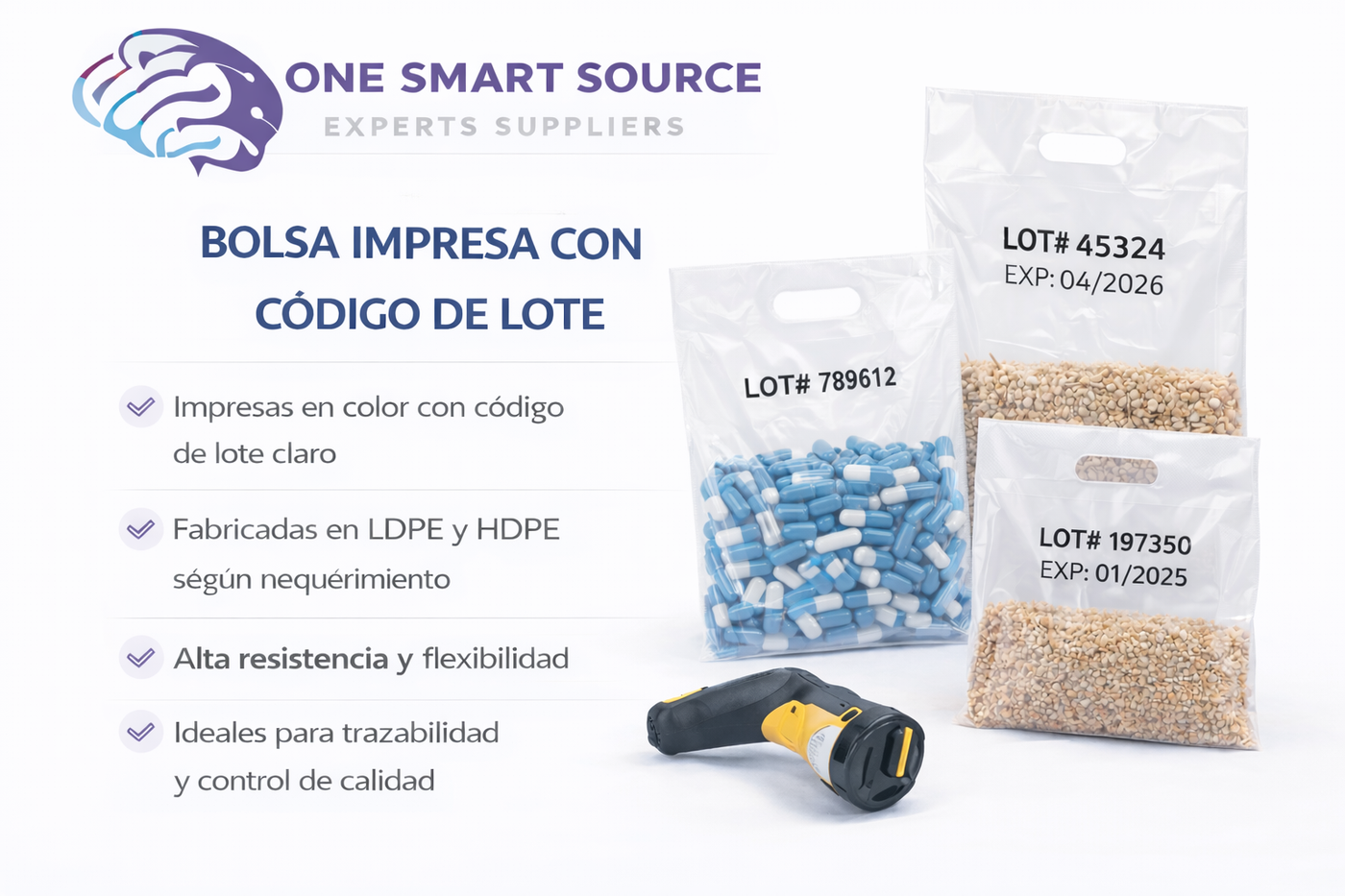 Bolsa impresa con código de lote