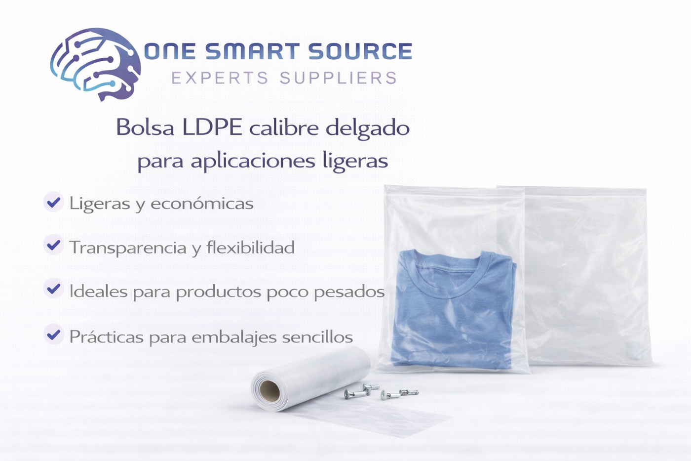 Bolsa LDPE calibre delgado para aplicaciones ligeras