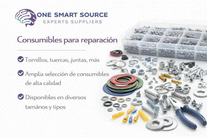 Consumibles para reparación (tornillos, tuercas, juntas, etc.)