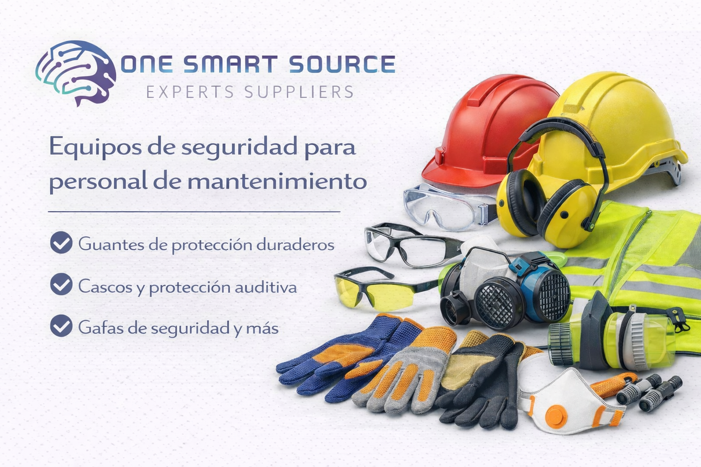 Equipos de seguridad para personal de mantenimiento (guantes, cascos, gafas, etc.)