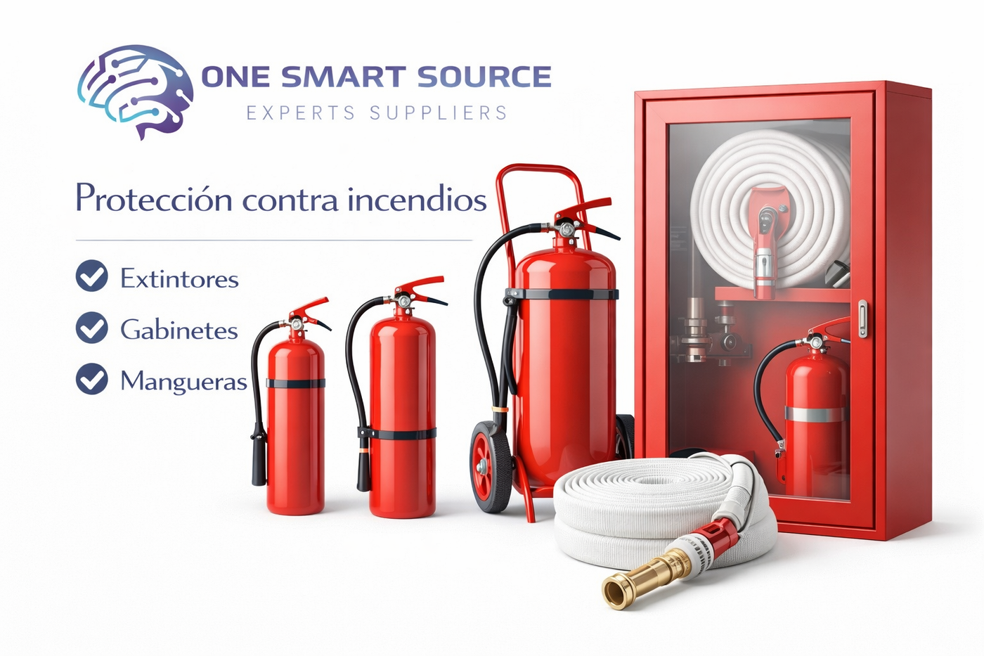 Equipos contra incendios (extintores, gabinetes, mangueras)