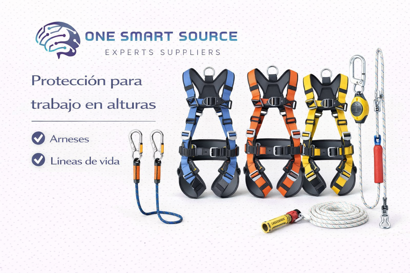 Protección para trabajo en alturas (arneses, líneas de vida)