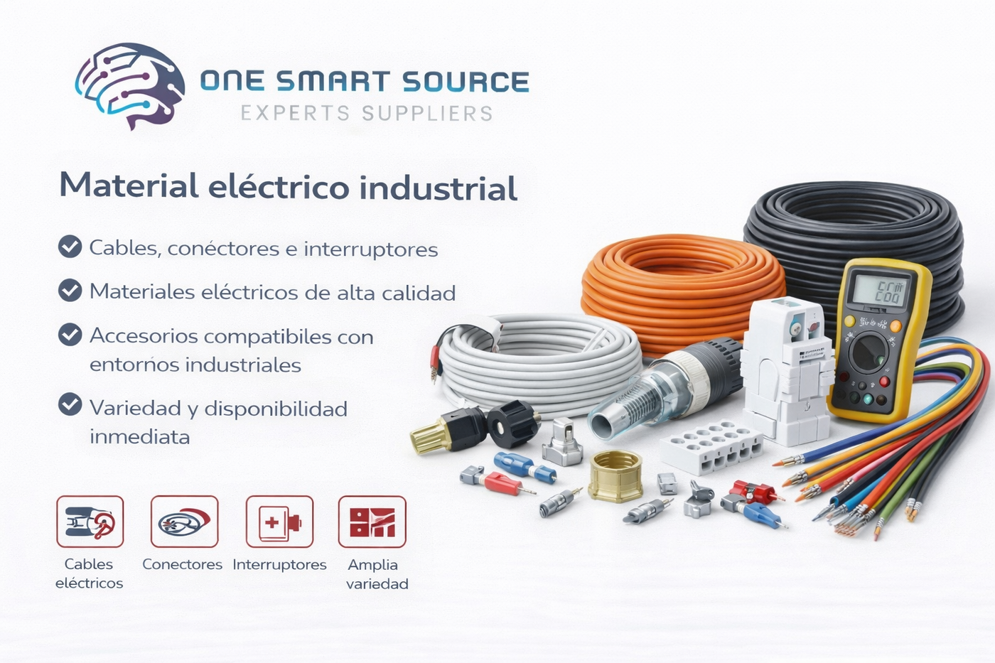 Material eléctrico industrial (cables, conectores, interruptores)