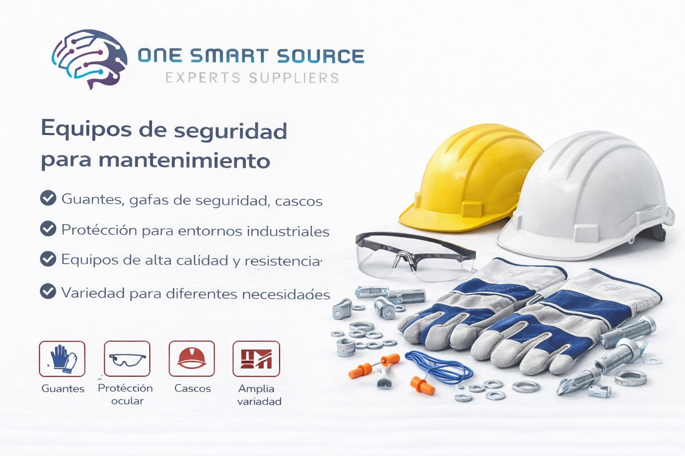 Equipos de seguridad para mantenimiento (guantes, gafas, cascos)