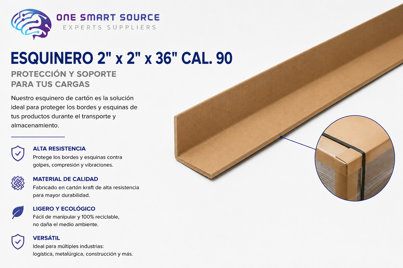 Esquinero 2" x 2" x 36" cal. 90