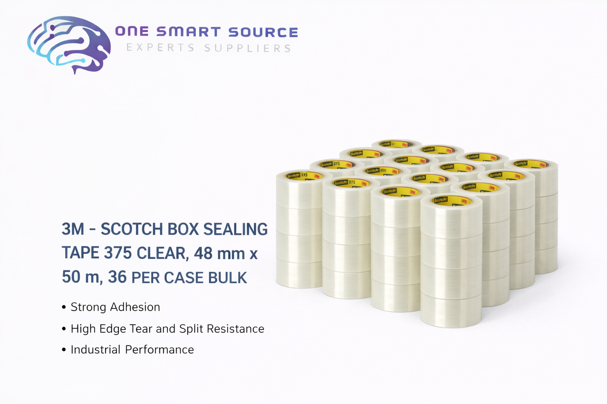 3M - Scotch Box Sealing Tape 375 Clear, 48 mm x 50 m, 36 per case Bulk
