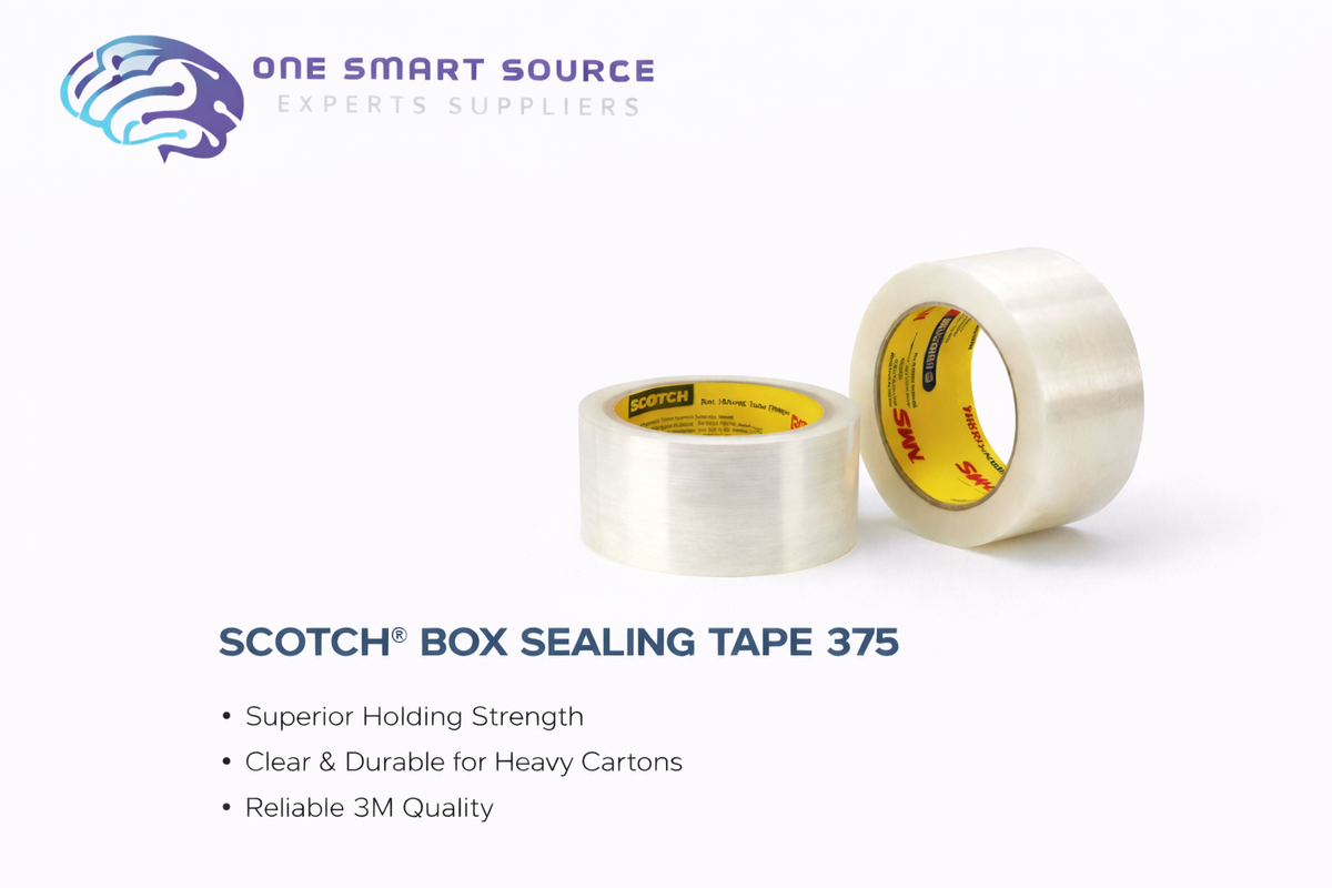 3M - Scotch Box Sealing Tape 375 Clear, 48 mm x 914 m, 6 per case Bulk